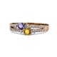 1 - Zaira Iolite and Citrine with Side Diamonds Split Shank Ring 