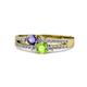 1 - Zaira Iolite and Peridot with Side Diamonds Split Shank Ring 