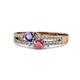 1 - Zaira Iolite and Rhodolite Garnet with Side Diamonds Split Shank Ring 