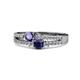 1 - Zaira Iolite and Blue Sapphire with Side Diamonds Split Shank Ring 