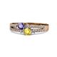 1 - Zaira Iolite and Yellow Sapphire with Side Diamonds Split Shank Ring 