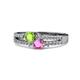 1 - Zaira Peridot and Pink Sapphire with Side Diamonds Split Shank Ring 