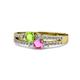 1 - Zaira Peridot and Pink Sapphire with Side Diamonds Split Shank Ring 