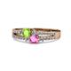 1 - Zaira Peridot and Pink Sapphire with Side Diamonds Split Shank Ring 