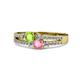 1 - Zaira Peridot and Pink Tourmaline with Side Diamonds Split Shank Ring 