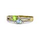 1 - Zaira Peridot and Aquamarine with Side Diamonds Split Shank Ring 