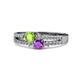 1 - Zaira Peridot and Amethyst with Side Diamonds Split Shank Ring 