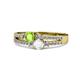 1 - Zaira Peridot and White Sapphire with Side Diamonds Split Shank Ring 