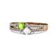 1 - Zaira Peridot and White Sapphire with Side Diamonds Split Shank Ring 