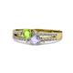 1 - Zaira Peridot and Tanzanite with Side Diamonds Split Shank Ring 