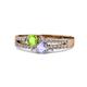 1 - Zaira Peridot and Tanzanite with Side Diamonds Split Shank Ring 