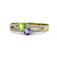 1 - Zaira Peridot and Iolite with Side Diamonds Split Shank Ring 