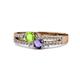 1 - Zaira Peridot and Iolite with Side Diamonds Split Shank Ring 