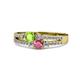 1 - Zaira Peridot and Rhodolite Garnet with Side Diamonds Split Shank Ring 