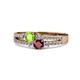 1 - Zaira Peridot and Ruby with Side Diamonds Split Shank Ring 