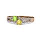 1 - Zaira Peridot and Yellow Sapphire with Side Diamonds Split Shank Ring 