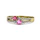 1 - Zaira Rhodolite Garnet and Pink Sapphire with Side Diamonds Split Shank Ring 