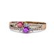 1 - Zaira Rhodolite Garnet and Amethyst with Side Diamonds Split Shank Ring 