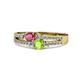 1 - Zaira Rhodolite Garnet and Peridot with Side Diamonds Split Shank Ring 