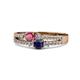 1 - Zaira Rhodolite Garnet and Blue Sapphire with Side Diamonds Split Shank Ring 