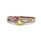 1 - Zaira Rhodolite Garnet and Yellow Sapphire with Side Diamonds Split Shank Ring 