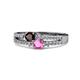 1 - Zaira Red Garnet and Pink Sapphire with Side Diamonds Split Shank Ring 