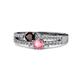 1 - Zaira Red Garnet and Pink Tourmaline with Side Diamonds Split Shank Ring 