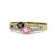 1 - Zaira Red Garnet and Pink Tourmaline with Side Diamonds Split Shank Ring 