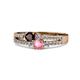 1 - Zaira Red Garnet and Pink Tourmaline with Side Diamonds Split Shank Ring 