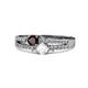 1 - Zaira Red Garnet and White Sapphire with Side Diamonds Split Shank Ring 