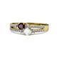 1 - Zaira Red Garnet and White Sapphire with Side Diamonds Split Shank Ring 