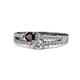 1 - Zaira Red Garnet and Diamond with Side Diamonds Split Shank Ring 