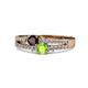 1 - Zaira Red Garnet and Peridot with Side Diamonds Split Shank Ring 