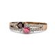 1 - Zaira Red and Rhodolite Garnet with Side Diamonds Split Shank Ring 