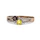 1 - Zaira Red Garnet and Yellow Sapphire with Side Diamonds Split Shank Ring 