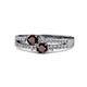 1 - Zaira Red Garnet with Side Diamonds Split Shank Ring 