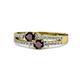 1 - Zaira Red Garnet with Side Diamonds Split Shank Ring 