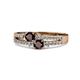 1 - Zaira Red Garnet with Side Diamonds Split Shank Ring 