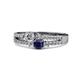 1 - Zaira Diamond and Blue Sapphire with Side Diamonds Split Shank Ring 