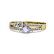 1 - Zaira Diamond and Tanzanite with Side Diamonds Split Shank Ring 