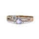 1 - Zaira Diamond and Tanzanite with Side Diamonds Split Shank Ring 