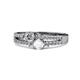 1 - Zaira Diamond and White Sapphire with Side Diamonds Split Shank Ring 