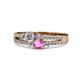 1 - Zaira Diamond and Pink Sapphire with Side Diamonds Split Shank Ring 