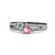 1 - Zaira Diamond and Pink Tourmaline with Side Diamonds Split Shank Ring 