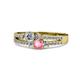 1 - Zaira Diamond and Pink Tourmaline with Side Diamonds Split Shank Ring 
