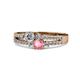 1 - Zaira Diamond and Pink Tourmaline with Side Diamonds Split Shank Ring 