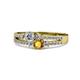 1 - Zaira Diamond and Citrine with Side Diamonds Split Shank Ring 