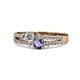 1 - Zaira Diamond and Iolite with Side Diamonds Split Shank Ring 