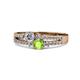 1 - Zaira Diamond and Peridot with Side Diamonds Split Shank Ring 