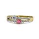 1 - Zaira Diamond and Rhodolite Garnet with Side Diamonds Split Shank Ring 